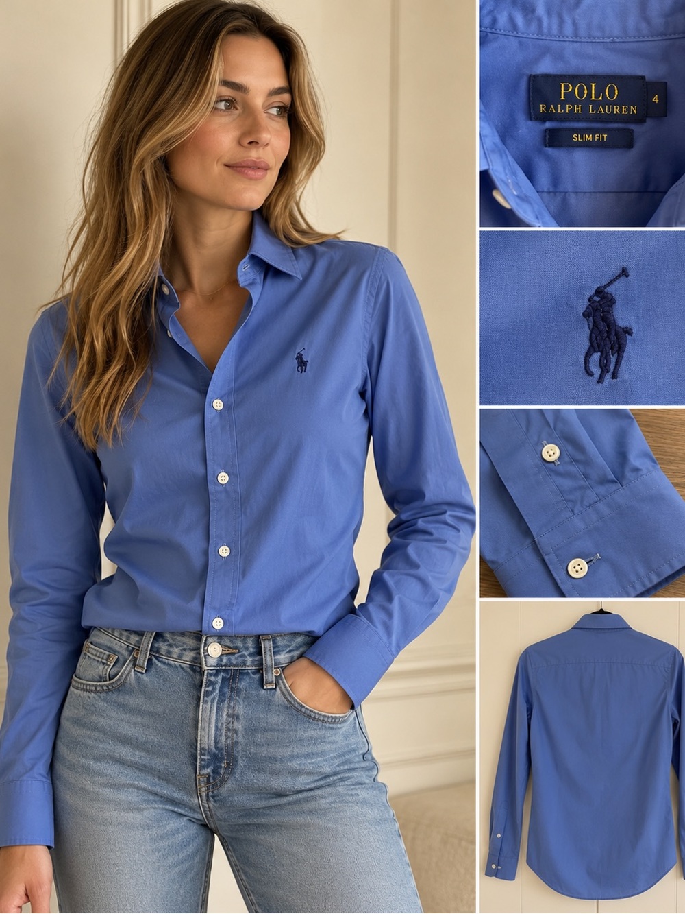 Polo by Ralph Lauren Women's Slim Fit Oxford Shirt in Cornflower Blue